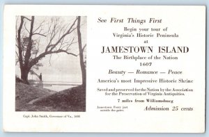 Jamestown Island Virginia Postcard Virginia Historic Peninsula Advertising 1910