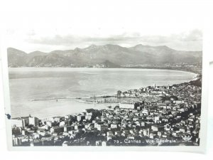 Aerial View of Cannes France Vintage Real Photo Postcard 1936