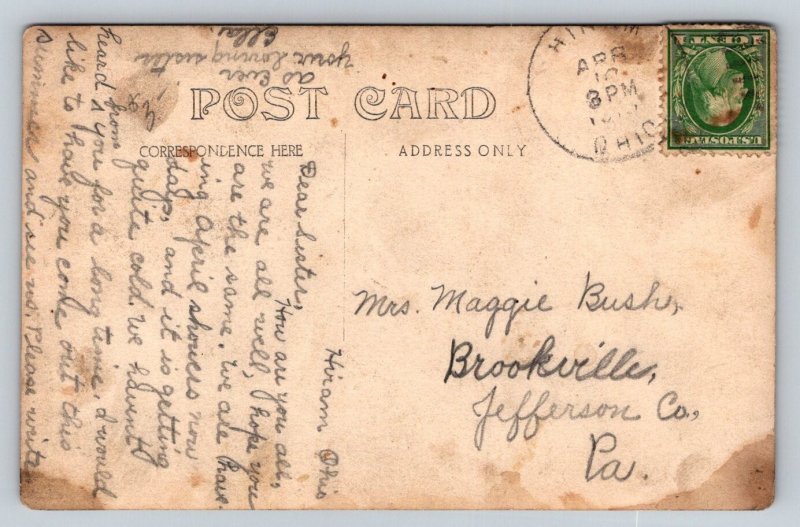 RPPC 1913 Perchers Corner   Hiram  Ohio   Postcard
