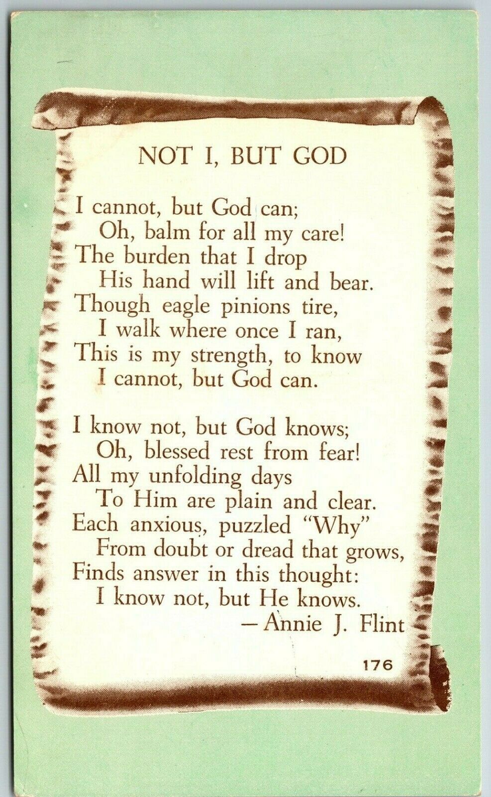 Not I, But God Poem by Annie J. Flint - Postcard | United States ...