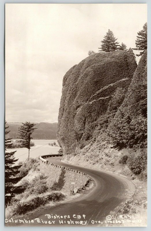 Columbia River Highway Oregon~Bishop's Cap on Curve~1920s Cross & Dimmitt RPPC 