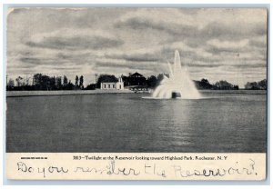 1907 Twilight Reservoir Looking Toward Highland Park Rochester New York Postcard