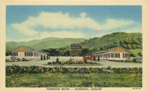 Automobile 940s Parkrose Motel roadside Roseburg Oregon Teich Postcard 20-14131