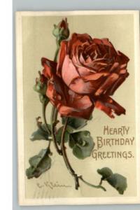 C KLEIN RED ROSE Still Life Ser No. 1007 c1910 Postcard