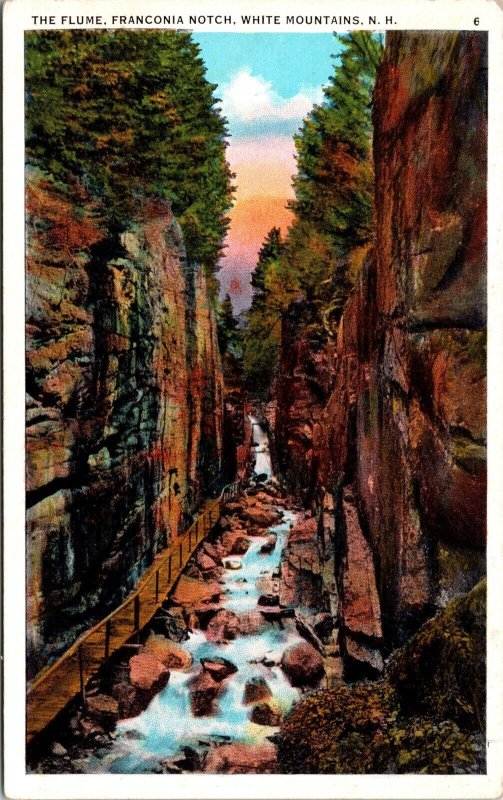 Franconia Notch Flume White Mountains New Hampshire Scenic WB Postcard 