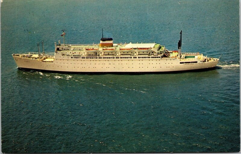 SS Atlantic American Export Isbrandtsen Lines Cruise Ship Ocean Chrome Postcard