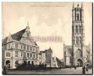 DOUBLE CARD Panorama of & # 39eglise St Bavo and the Flemish Theater