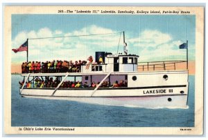 c1930's The Lakeside III Lakeside Sandusky Kelleys Island Put In Bay OH Postcard