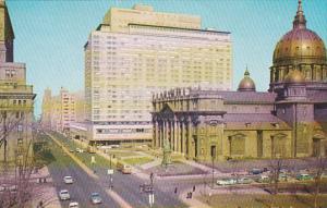 Canada Quebec Montreal Dorchester Sait Looking East Showing Saint James Cathe...