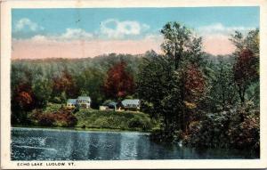 Homes on Shore of Echo Lake, Ludlow Vermont Vintage Postcard K07