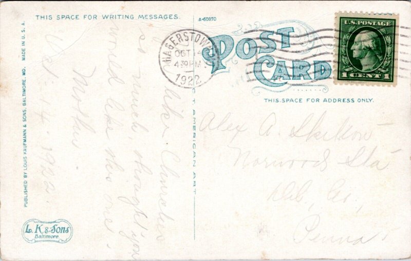 Postcard MD Hagerstown - Trinity Lutheran Church and Parsonage