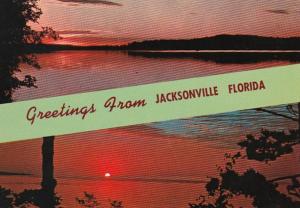 Florida Greetings From Jacksonville With Sunset Scene