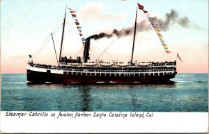 Postcard Steamer Cabrillo in Avalon Harbor, Santa Catalina Island, California