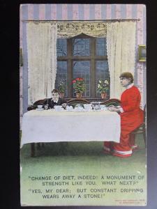 Diet CHANGE DIET INDEED! A MONUMENT OF STRENGTH LIKE YOU c1910 Bamforth Comic