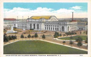 Union Station Railroad Depot Columbus Fountain Washington DC 1930s postcard