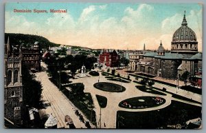Postcard Montreal Quebec c1905 Dominion Square Birds Eye View Trolley Car