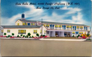 Postcard Casa Bella Motel 4450 Pacific Highway US 101 San Diego, California