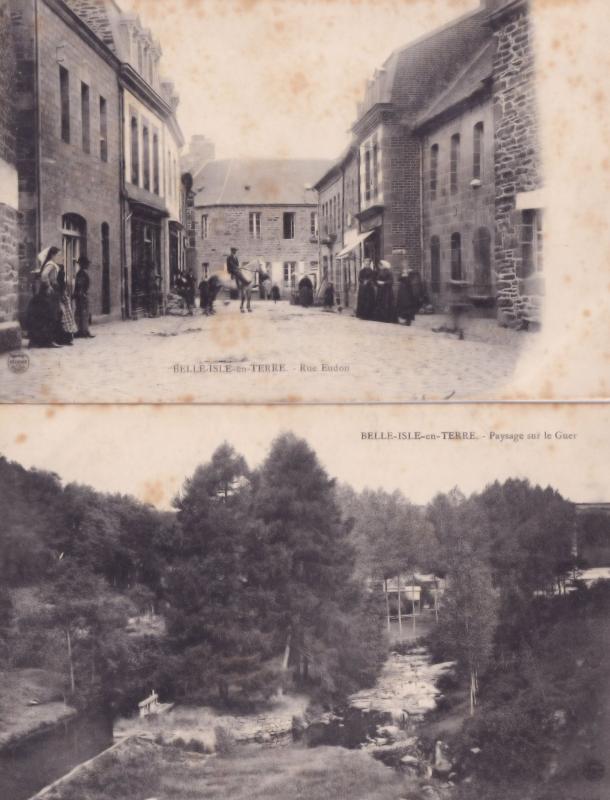 Belle Isle En Terre Rue Eudon 2x Antique French Postcard s