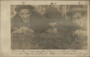 Men Being Silly Close-Up Soldiers Home Washington DC 1915 Real Photo Postcard