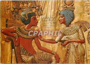 Postcard Modern Cairo Egyptian Museum Scene on the back of King Tut Ankh Thro...