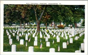 WINCHESTER, Virginia  VA    NATIONAL CEMETERY   c1940s Linen  Postcard