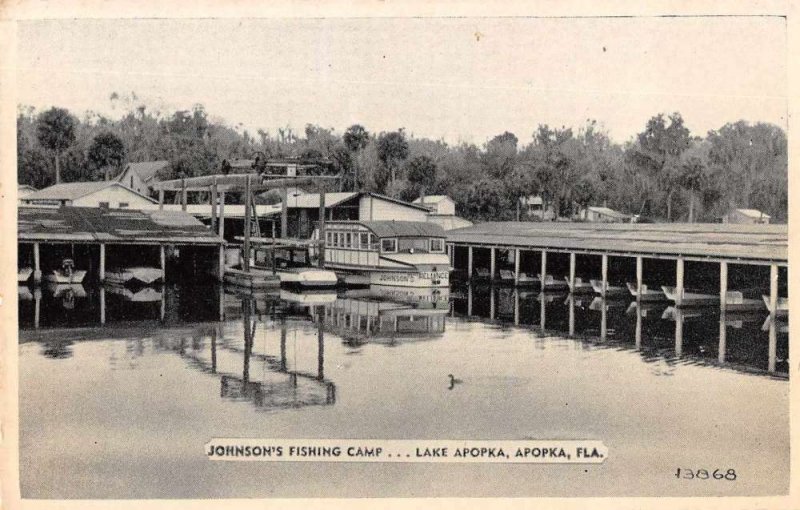 Apopka Florida birds eye view Johnson's Fishing Camp antique pc BB1966 