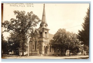 1916 Congregational Church Athens Michigan MI RPPC Photo Antique Postcard 