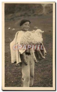 Old Postcard shepherd child and lamb Sheep Slovakia