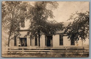 Postcard RPPC c1910s Peoria IL? District No. 99 School 3 Men infront of School