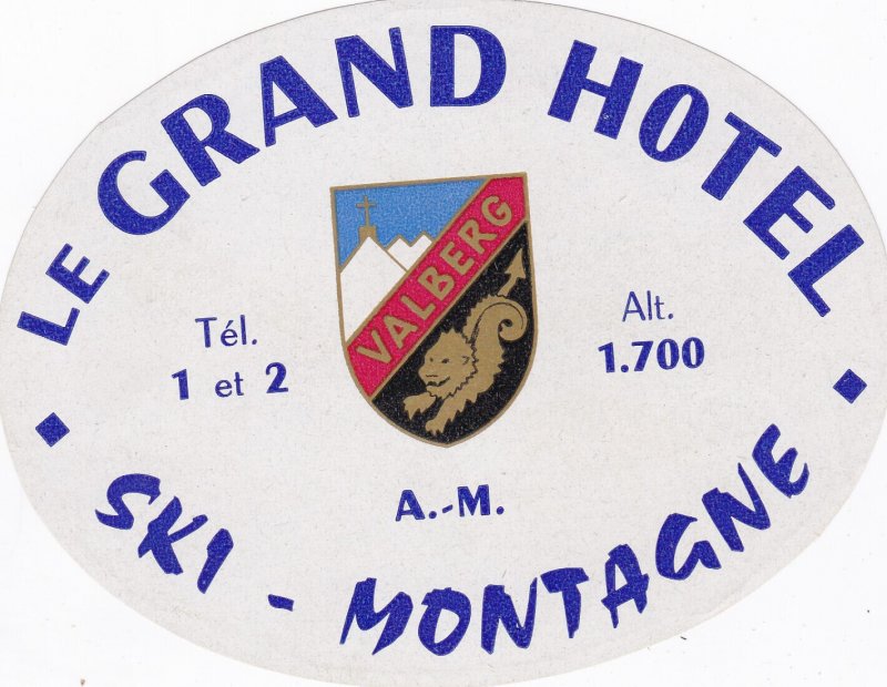 Switzerland Montagne Le Grand Hotel Vintage Luggage Label sk2548