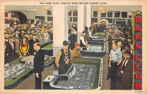 Reno Nevada Bank Club Casino Interior Gambling Postcard AA33885