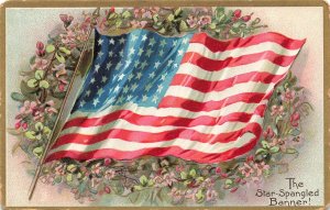 STAR SPANGLED BANNER-U S FLAG-PATRIOTIC~1910s TUCK DECORATION DAY GILT POSTCARD