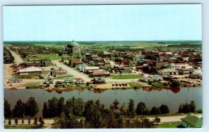 AMOS, QUEBEC Canada ~ Aerial View LA RIVIERE HARRICANA 1960s Postcard