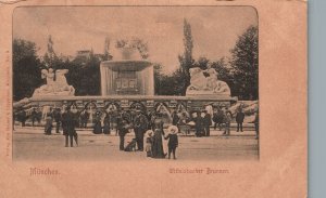 Vintage Postcard 1900s Munchen Wittelsbacher Brunnen Monumental Fountain Germany