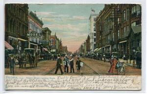 Adams Street Scene Peoria Illinois 1907 Tuck postcard