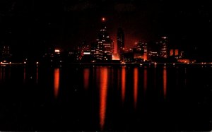 Michigan Detroit Skyline At Night