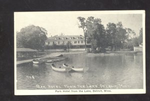 DETROIT MINNESOTA PARK HOTEL FROM THE LAKE BOATS VINTAGE POSTCARD