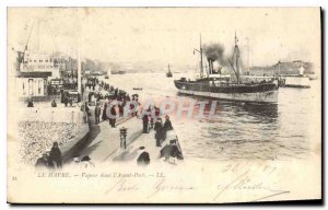 Postcard Old Steam Le Havre in the Avant Port Boat