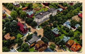 Bedford, Pennsylvania - Aerial view of the City, Fort Bedford & Catholic Church