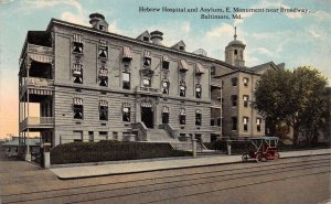 Baltimore Maryland Hebrew Hospital and Asylum Street Scene Postcard AA84036