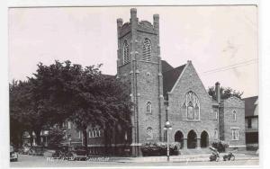 Methodist Church Cars Webster City Iowa 1953 real photo RPPC postcard