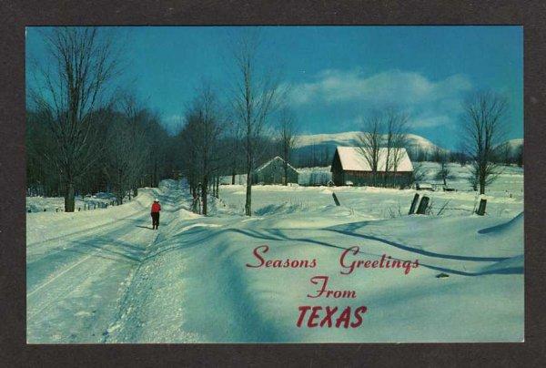 TX Seasons Greetings from TEXAS Postcard PC Snow