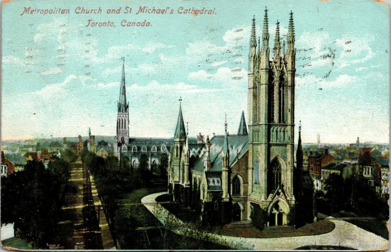 Vtg 1909 Metropolitan Church & St Michael's Cathedral Toronto Canada Postcard