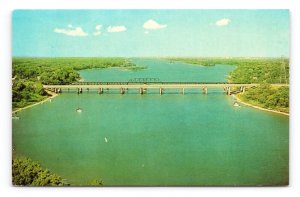 Aerial View Ohio Turnpike Maumee River Bridge Toledo OH UNP Chrome Postcard P4