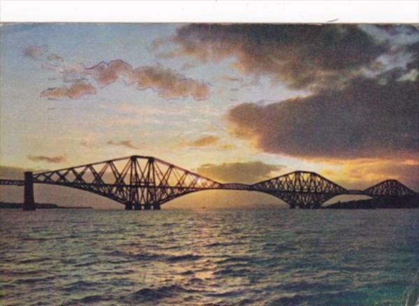 Sunset Over The Forth Bridge Firth Of Forth Scotland 1959