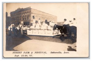 RPPC Horse Drawn Float Street Fair And Festival 1907 Estherville Iowa pc1941