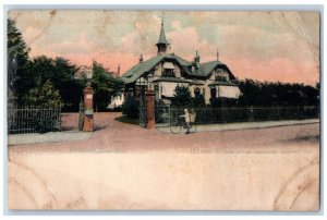 Bremen Germany Postcard Weserlust Building Gate Biking Scene c1905 Antique