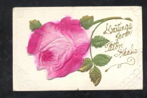 GREETINGS FROM TETON IDAHO PINK ROSE FLOWERES VINTAGE PSOTCARD MENDON UTAH