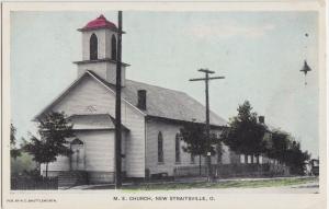 Ohio Postcard c1910 NEW STRAITSVILLE M.E. Church Shuttleworth Pub.