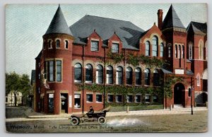 Waymouth MA Tufts Library And Post Office Building Massachusetts Postcard D39